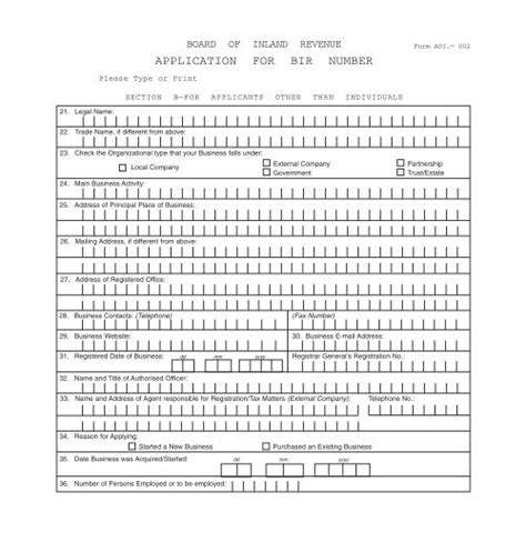 IRD : Application for Business Registration Documents.